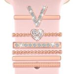 6 pezzi / set Smart Watch Universale Silicone Band Anello decorativo Accessori in metallo, Misura: V (oro rosa)