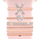 6 pezzi / set Smart Watch Universale Silicone Band Anello decorativo Accessori in metallo, Misura: X (oro rosa)