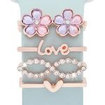 4 pezzi / set Smart Watch Universale Cinturino in silicone Anello decorativo Accessori in metallo (fiore oro rosa)
