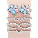 4 pezzi / set Smart Watch Universale Cinturino in silicone Anello decorativo Accessori in metallo (fiore argento)