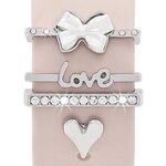 4 pezzi / set Smart Watch Universale Cinturino in silicone Anello decorativo Accessori in metallo (cuore d'amore argento)