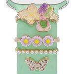 4 pezzi / set Smart Watch universale farfalla fiore fascia anello decorativo accessori in metallo, stile: 4