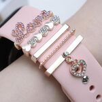 5 pezzi / set Smart Watch Universal Band LOVE Letter Anello decorativo Accessori in metallo (oro rosa)