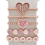 Smart Watch Universale Cinturino in Silicone Anello Decorativo Accessori in Metallo, Stile: Cuore d'Amore Oro Rosa
