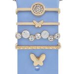 Smart Watch Universale Cinturino in Silicone Anello Decorativo Accessori in Metallo, Stile: Farfalla Oro