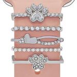 Smart Watch Universale Cinturino in Silicone Anello Decorativo Accessori in Metallo, Stile: Zampa di Cane Argento