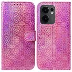 Per OPPO Reno13 F 4G / 5G Custodia per telefono in pelle con fibbia magnetica colorata (rosa)