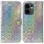 Per OPPO Reno13 F 4G / 5G Custodia per telefono in pelle con fibbia magnetica colorata (argento)