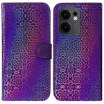 Per OPPO Reno13 F 4G / 5G Custodia per telefono in pelle con fibbia magnetica colorata (viola)