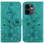 Per OPPO Reno13 F 4G / 5G Custodia in pelle goffrata Lily (verde)