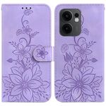 Per OPPO Reno13 F 4G / 5G Custodia in pelle goffrata Lily (viola)