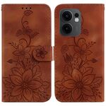 Per OPPO Reno13 F 4G / 5G Custodia in pelle goffrata Lily (marrone)
