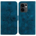 Per OPPO Reno13 F 4G / 5G Custodia in pelle goffrata Lily (blu scuro)