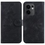 Per OPPO Reno13 F 4G / 5G Custodia in pelle goffrata Lily (nero)