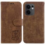 Per OPPO Reno13 F 4G / 5G Custodia in pelle goffrata Little Tiger (marrone)