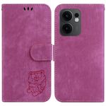 Per OPPO Reno13 F 4G / 5G Custodia in pelle goffrata Little Tiger (rosso rosa)