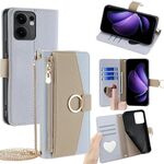 Per OPPO Reno13 F 5G / 4G Custodia a tracolla in pelle con texture Litchi (blu)