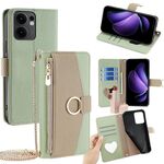 Per OPPO Reno13 F 5G / 4G Custodia a tracolla in pelle con texture Litchi (verde)