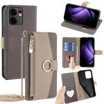 Per OPPO Reno13 F 5G / 4G Custodia a tracolla in pelle con texture Litchi (grigio)