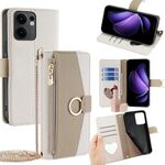 Per OPPO Reno13 F 5G / 4G Custodia a tracolla in pelle con texture Litchi (bianca)