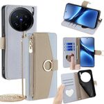 Per vivo X200 Pro 5G Custodia a tracolla in pelle con texture Litchi (blu)