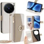 Per vivo X200 Pro 5G Custodia a tracolla in pelle con texture Litchi (bianca)