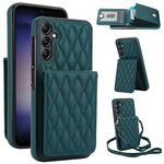 Per Samsung Galaxy S25 5G YM015 Crossbody Rhombic Card Bag RFID Custodia per telefono (verde)