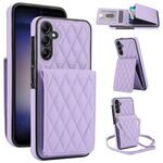 Per Samsung Galaxy S25 5G YM015 Crossbody Rhombic Card Bag RFID Custodia per telefono (viola chiaro)