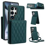Per Samsung Galaxy S25 Ultra 5G YM015 Crossbody Rhombic Card Bag RFID Custodia per telefono (verde)