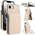 Per iPhone 16e YM015 Borsa a tracolla con rombi per carte RFID Custodia per telefono (bianco)
