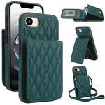 Per iPhone 16e YM015 Borsa a tracolla con rombi e porta carte RFID Custodia per telefono (verde)
