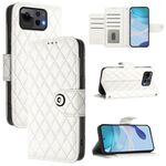 Per Asus Zenfone 12 Ultra Custodia per telefono in pelle con texture rombica e cordino (bianco)