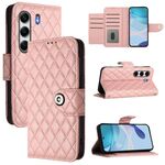 Per Tecno Camon 40 Pro 4G Custodia in pelle con texture rombica e cordino (rosa corallo)