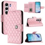 Per Tecno Camon 40 4G Custodia in pelle con texture rombica e cordino (rosa)
