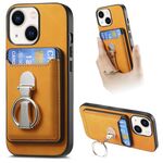 Per iPhone 13 Retro Folding Ring Holder Card Bag MagSafe Custodia per telefono (giallo)