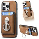 Per iPhone 12 Pro Max Retro Folding Ring Holder Card Bag MagSafe Custodia per telefono (marrone)