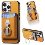 Per iPhone 12 Pro Max Retro Folding Ring Holder Card Bag MagSafe Custodia per telefono (giallo)