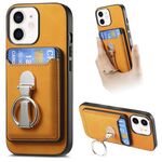 Per iPhone 11 Retro Folding Ring Holder Card Bag MagSafe Custodia per telefono (giallo)