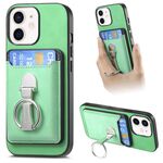 Per iPhone 11 Retro Folding Ring Holder Card Bag MagSafe Custodia per telefono (verde)