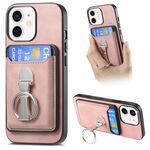 Per iPhone 11 Retro Folding Ring Holder Card Bag MagSafe Custodia per telefono (rosa)