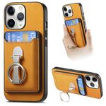 Per iPhone 11 Pro Max Retro Folding Ring Holder Card Bag MagSafe Custodia per telefono (giallo)
