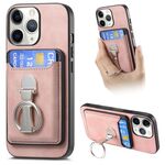 Per iPhone 11 Pro Max Retro Folding Ring Holder Card Bag MagSafe Custodia per telefono (rosa)