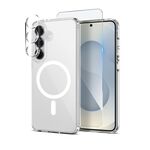 Per Samsung Galaxy S25+ 5G NORTHJO 3 in 1 PC MagSafe Custodia per telefono con pellicola per schermo e pellicola per obiettivo (trasparente)
