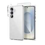 Per Samsung Galaxy S25 5G NORTHJO 3 in 1 Custodia trasparente per telefono con pellicola protettiva per schermo e obiettivo