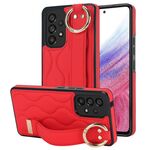 Per Samsung Galaxy A53 5G Custodia per telefono in PU antiscivolo con copertura totale con cinturino (rosso)