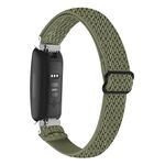 Per Fitbit Inspire 3 cinturino in nylon intrecciato con fibbia Wave (verde militare)