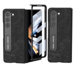 Per Samsung Galaxy Z Fold5 Custodia per telefono integrata Dream Litchi Texture PU con supporto (nero)