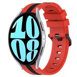 Per Samsung Galaxy Watch 6 40mm 20mm Cinturino in silicone bicolore verticale (rosso + nero)