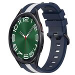 Per Samsung Galaxy Watch 6 Classic 43mm 20mm Cinturino in silicone bicolore verticale (blu + bianco)