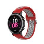 Per Samsung Galaxy Watch Active 2 44mm 20mm Cinturino in silicone sportivo traforato traspirante (rosso + grigio)